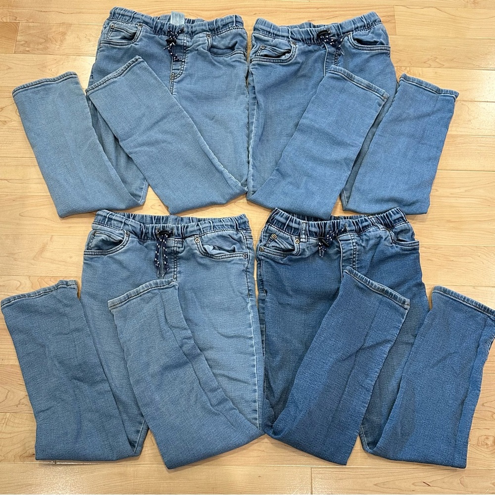 Carter’s Lot of 4 Pants Boy Pull On Blue Jeans Drawstring Size 10